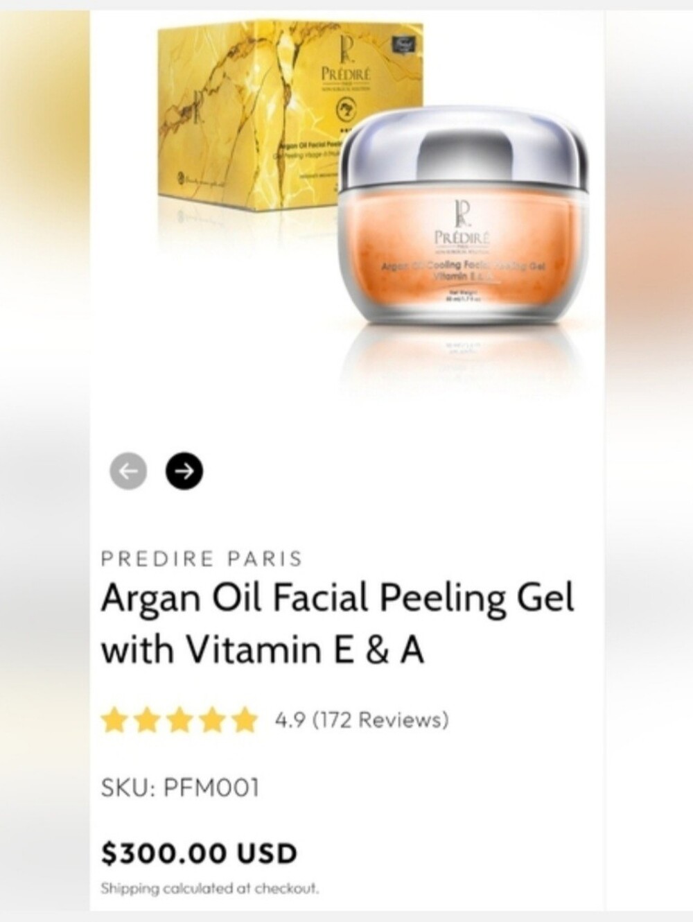 Prédiré NIB Argan Oil Facial Peel Gel With Vitamin E & A - Picture 2 of 8